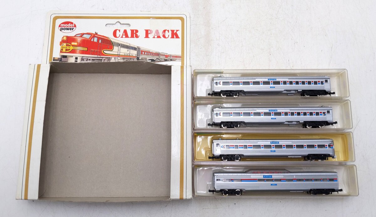 Model Power 3033-4 N Scale Amtrak Streamline Passenger Car Set (Set of 4) NIB