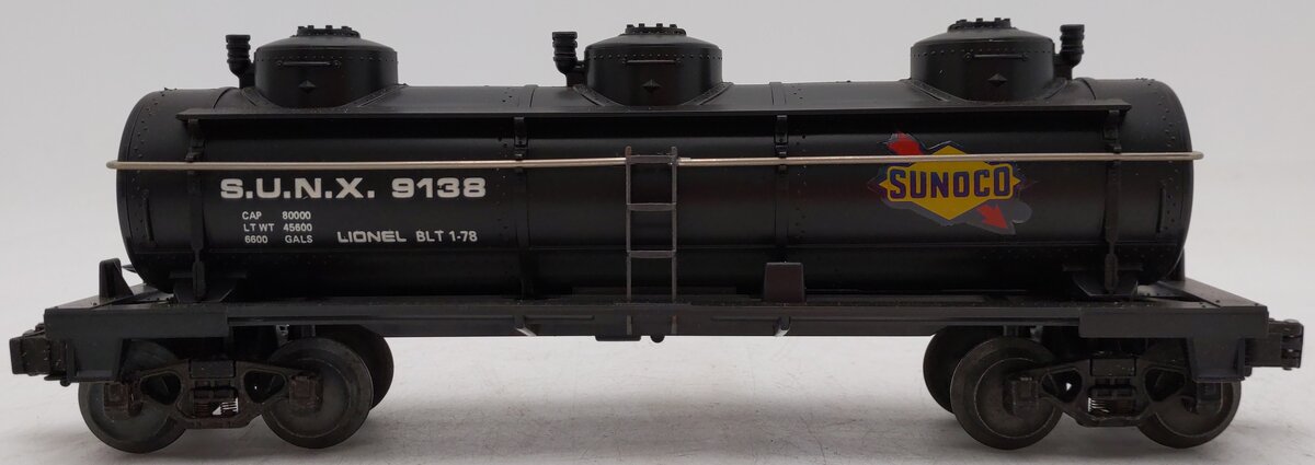 Lionel 6-9138 O Gauge Sunoco Triple Dome Black Tank Car EX/Box