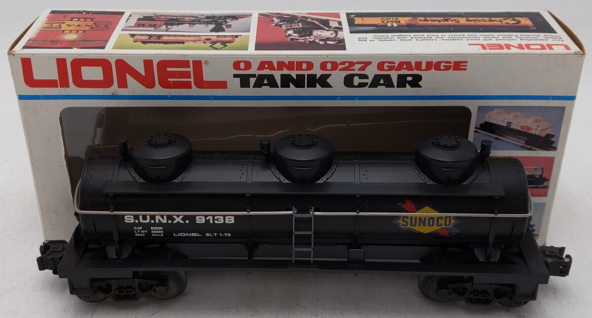 Lionel 6-9138 O Gauge Sunoco Triple Dome Black Tank Car EX/Box