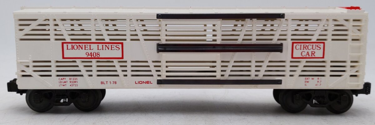 Lionel 6-9408 O Gauge Circus Stock/Animal Car #9408 EX/Box