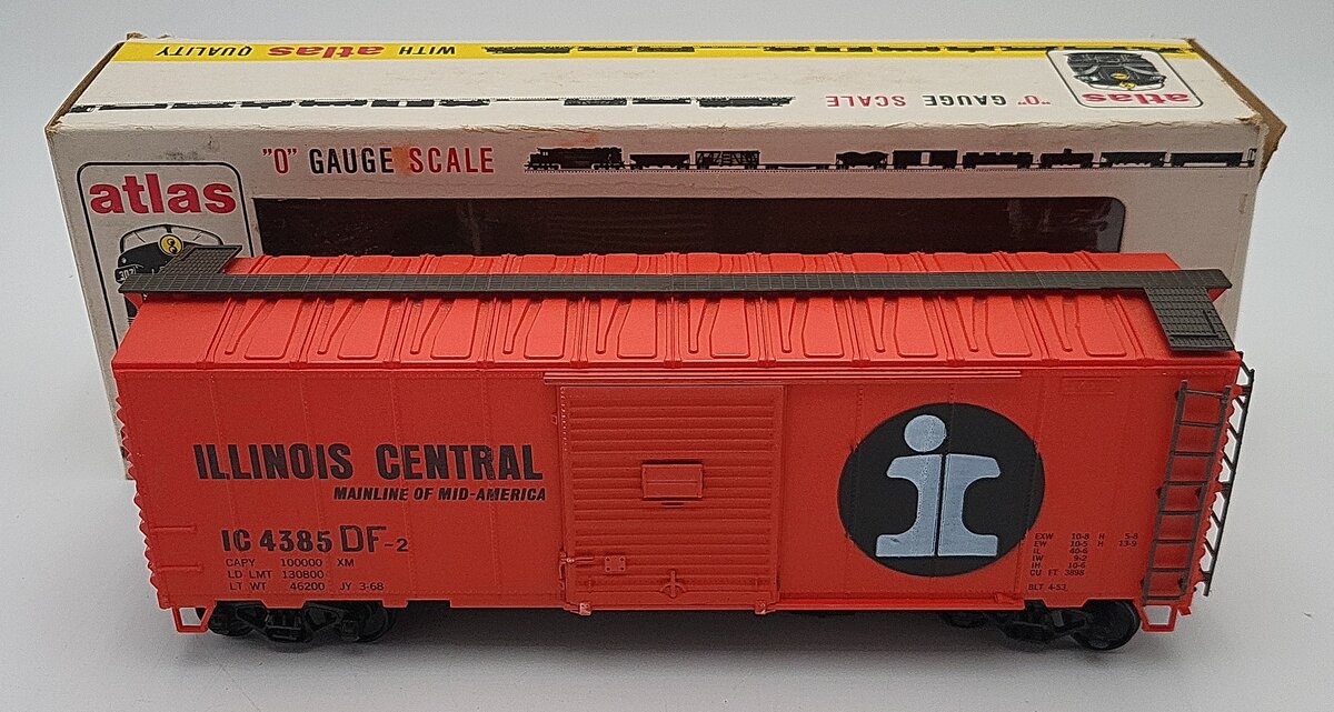Atlas 6202 O Scale Illinois Central Boxcar #4385 (2 Rail) EX/Box