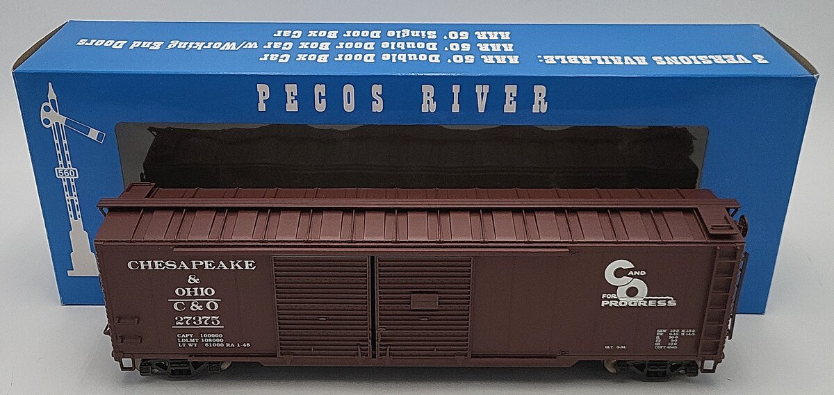 Pecos SB-0119-2 C&O Double Door Boxcar #27375 2-Rail LN/Box