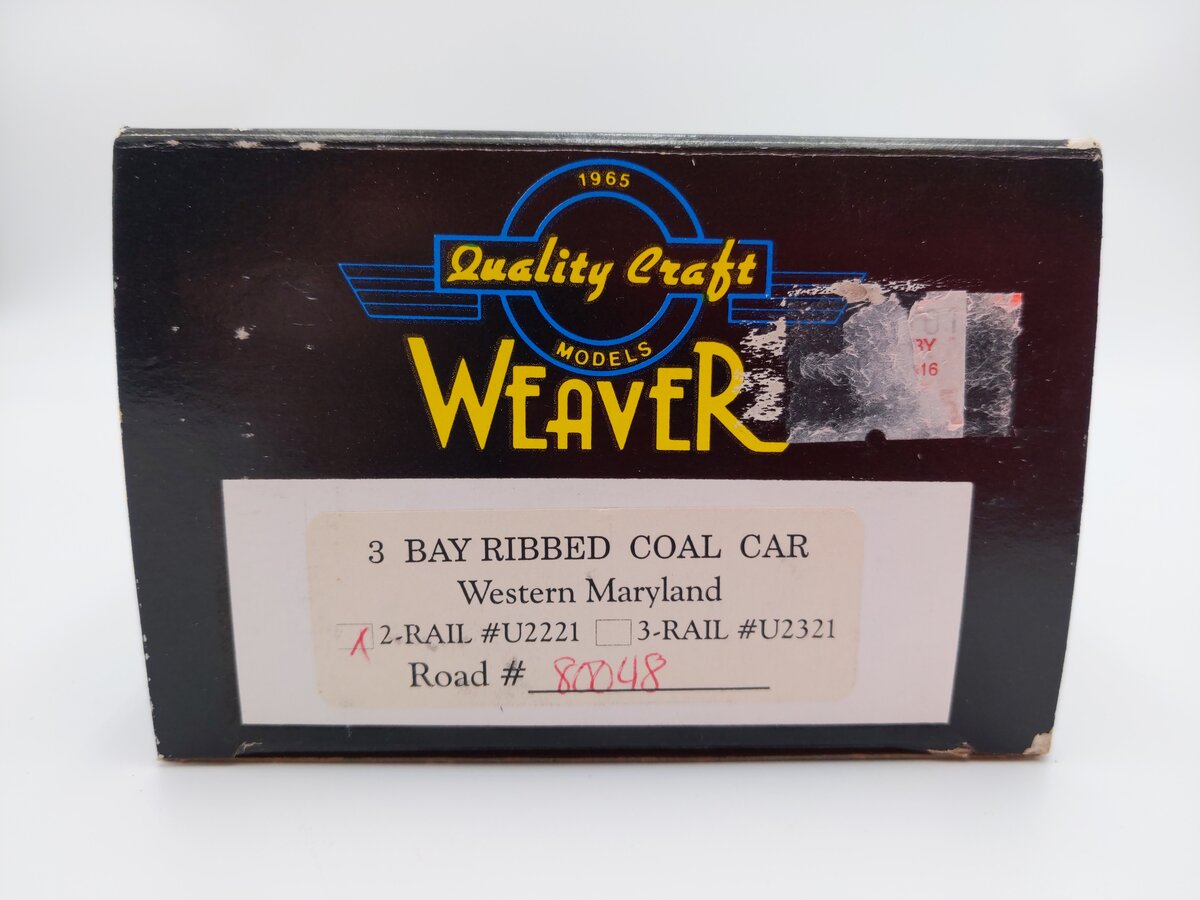 Weaver U2221 O Scale Western Maryland 3-Bay Ribbed Coal Car #80048 (2-Rail) EX/Box