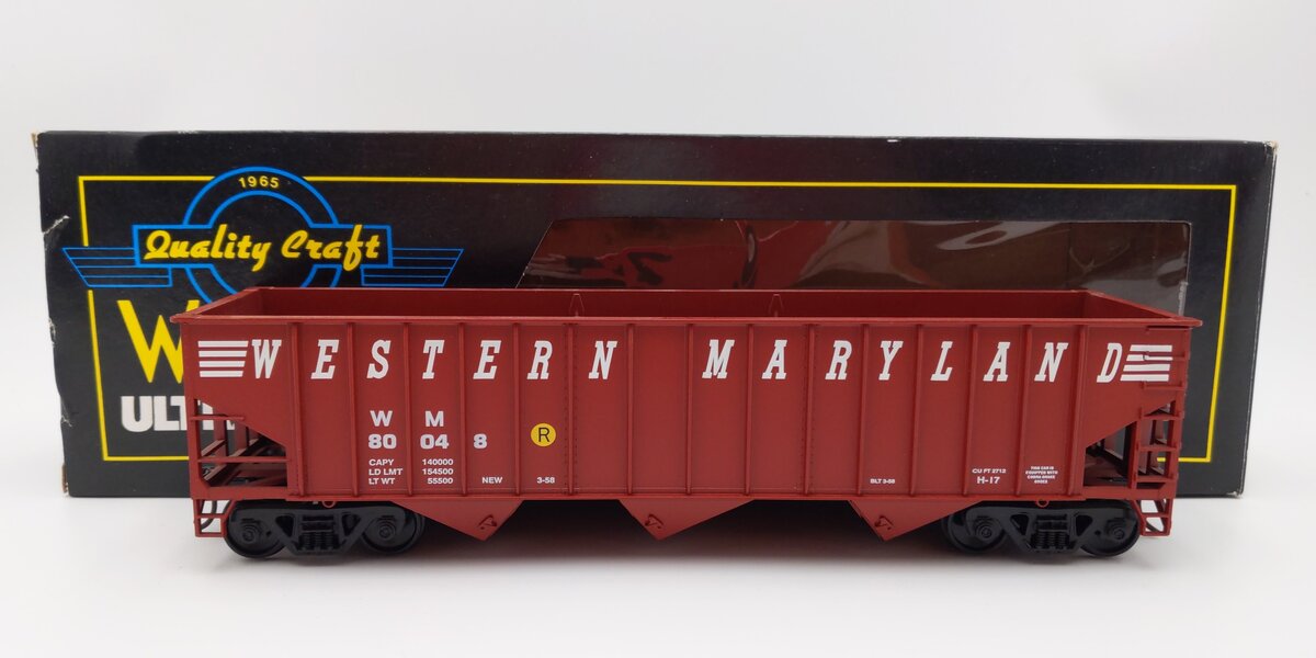 Weaver U2221 O Scale Western Maryland 3-Bay Ribbed Coal Car #80048 (2-Rail) EX/Box