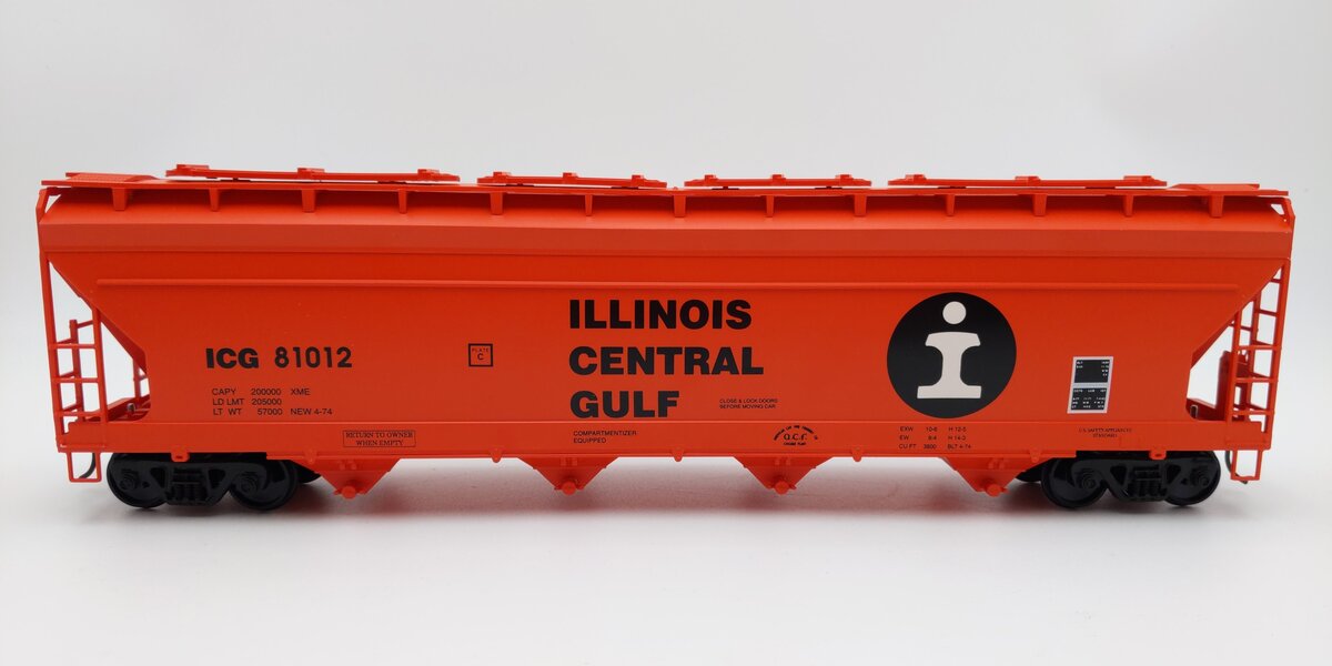 Weaver O Scale Illinois Central Gulf Gulf 4 Bay ACF Hopper Car #81012 (2-Rail) EX/Box