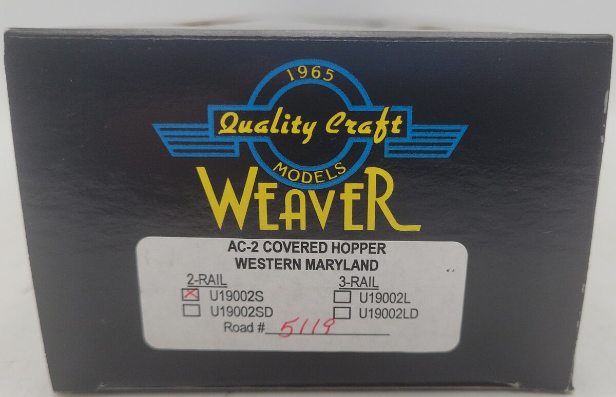 Weaver U19002S O Scale Western Maryland AC-2 Covered Hopper #5119 (2-Rail) EX/Box