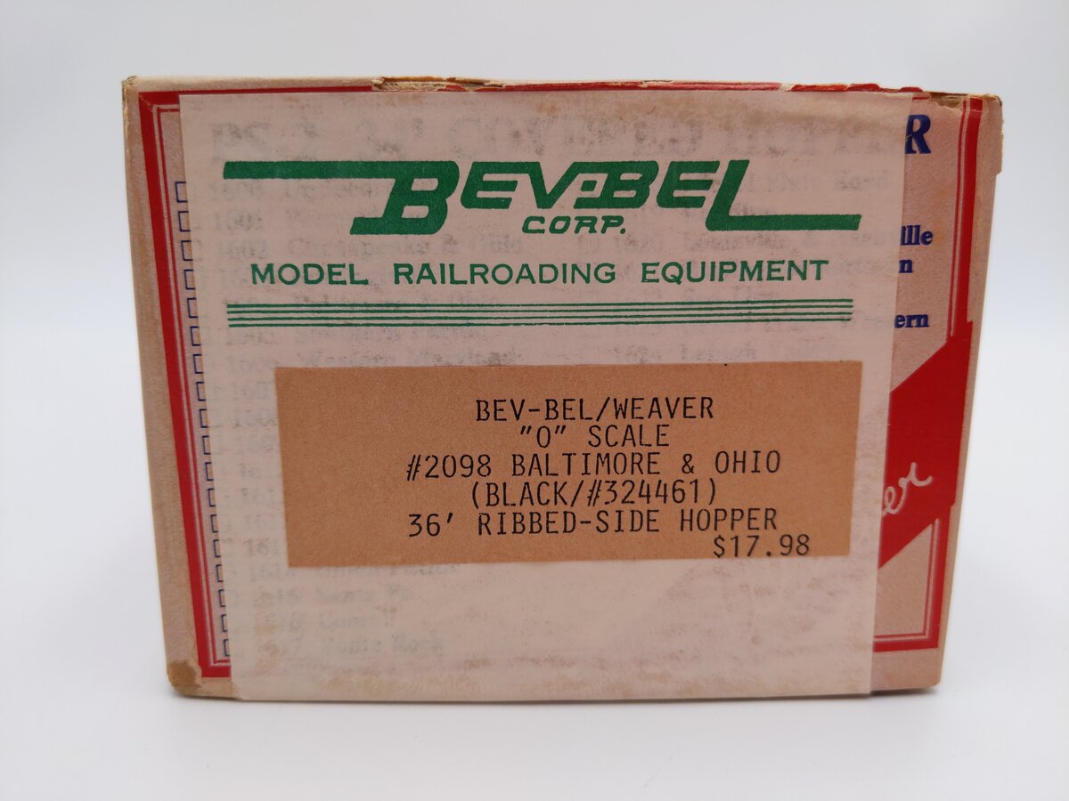 Weaver 2098 O Scale Baltimore & Ohio 36' Ribbed-Side Hopper #324461 (2-Rail) EX/Box