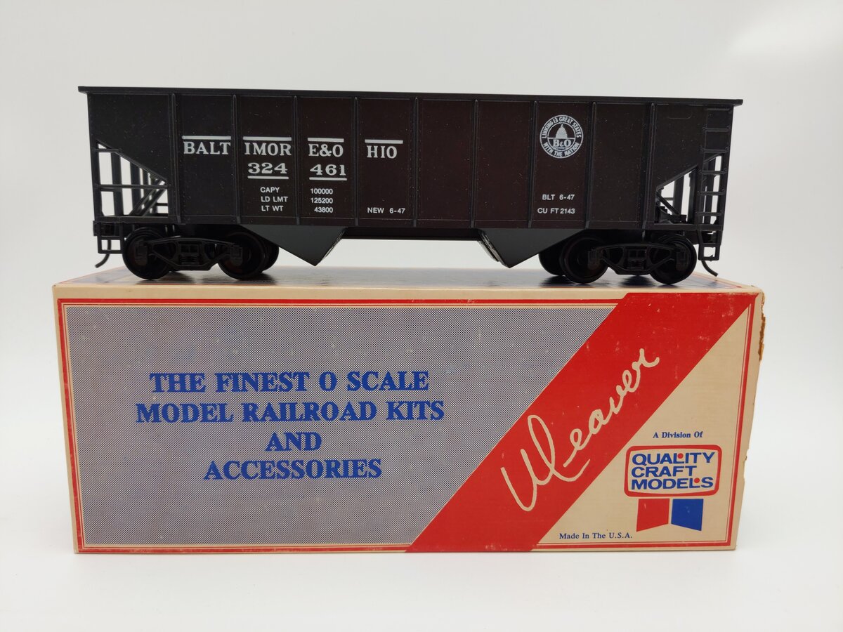 Weaver 2098 O Scale Baltimore & Ohio 36' Ribbed-Side Hopper #324461 (2-Rail) EX/Box