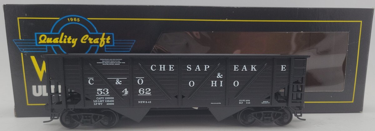 Weaver U15004 O Gauge Chesapeake & Ohio 2-Rail Hopper Car #53462 EX/Box
