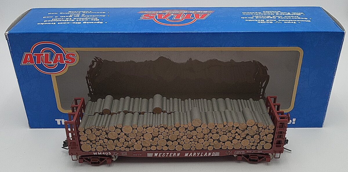 Atlas 7276-4 O Scale Western Maryland Lumber Car #405 2-rail LN/Box
