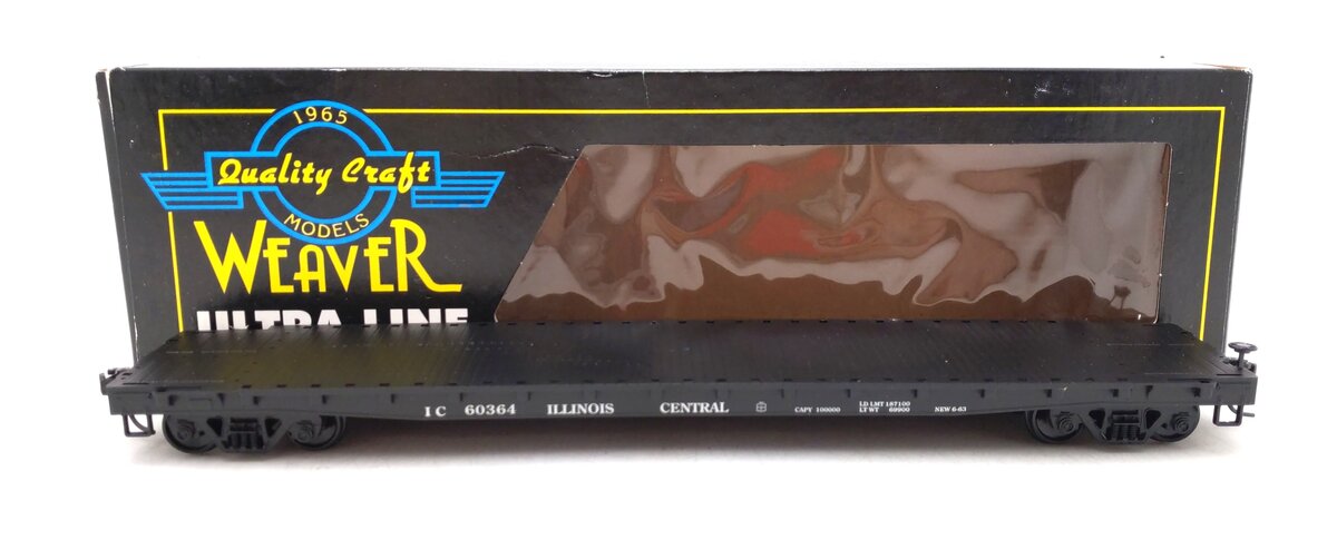 Weaver U2522S O Scale Illinois Central 50' Flatcar #60364 - 2 Rail LN/Box