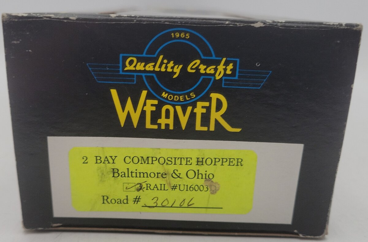 Weaver O Scale 2-Rail Baltimore & Ohio Hopper Car #30106 EX/Box