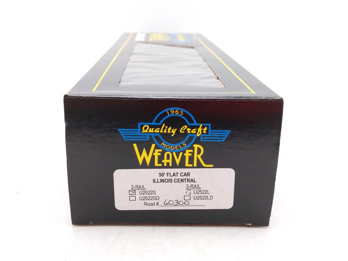Weaver U2522S O Scale Illinois Central 50' Flatcar #60300 - 2 Rail NIB