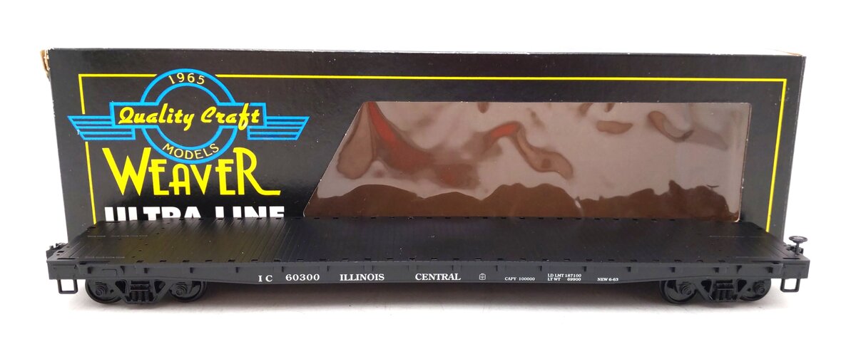 Weaver U2522S O Scale Illinois Central 50' Flatcar #60300 - 2 Rail NIB