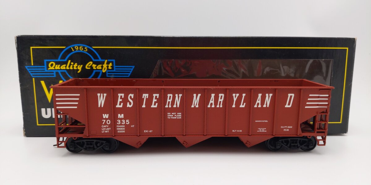 Weaver U18005LD Western Maryland 3 Bay 9 Panel Hopper #70335 (2-Rail) EX/Box