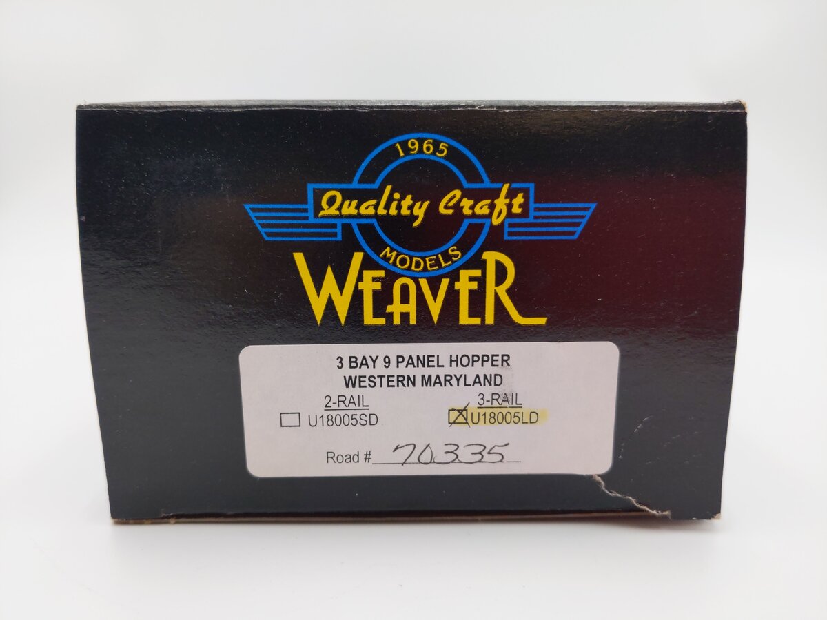 Weaver U18005LD Western Maryland 3 Bay 9 Panel Hopper #70335 (2-Rail) EX/Box