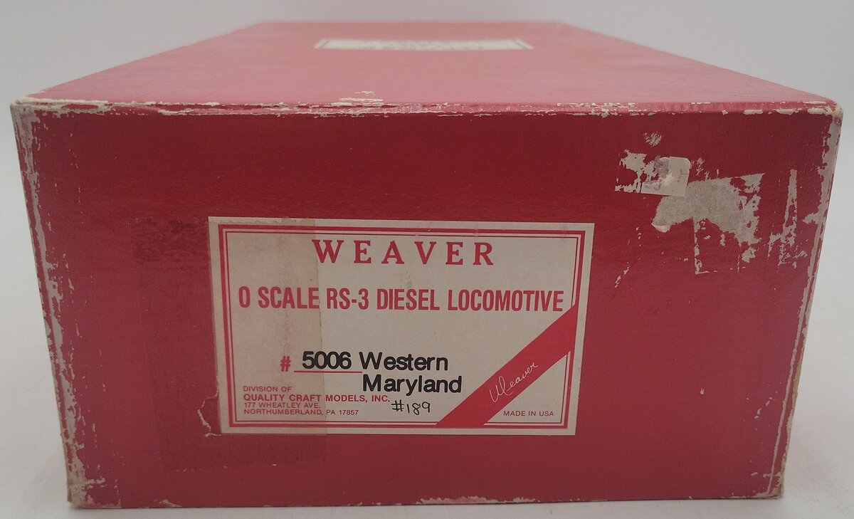 Weaver 5006 O Scale Western Maryland Diesel Locomotive #189 (2 Rail) EX/Box