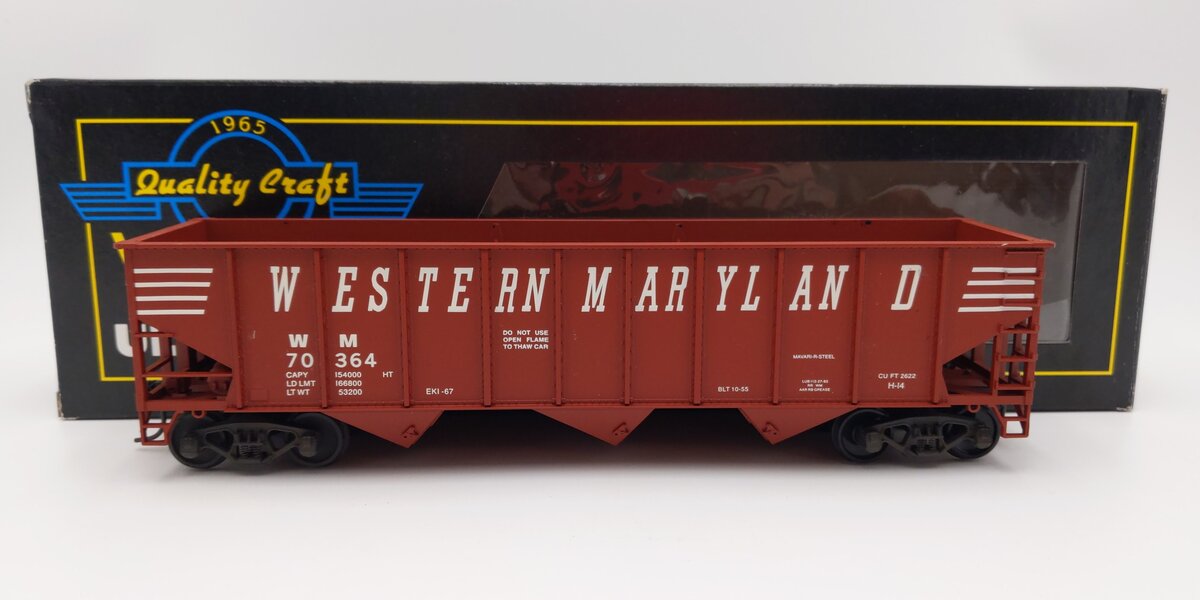 Weaver U18005LD Western Maryland 3 Bay 9 Panel Hopper #70238 (2-Rail) EX/Box