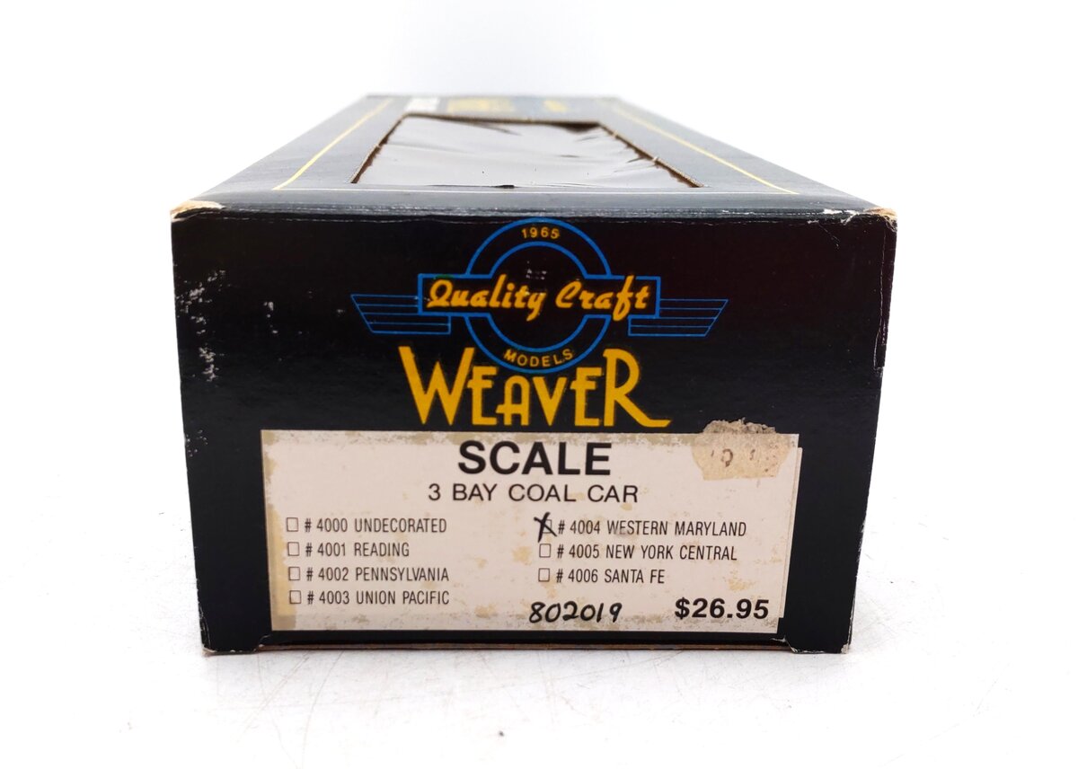 Weaver 4004 O Scale Western Maryland 3-Bay Hopper #802019 (2 Rail) LN/Box
