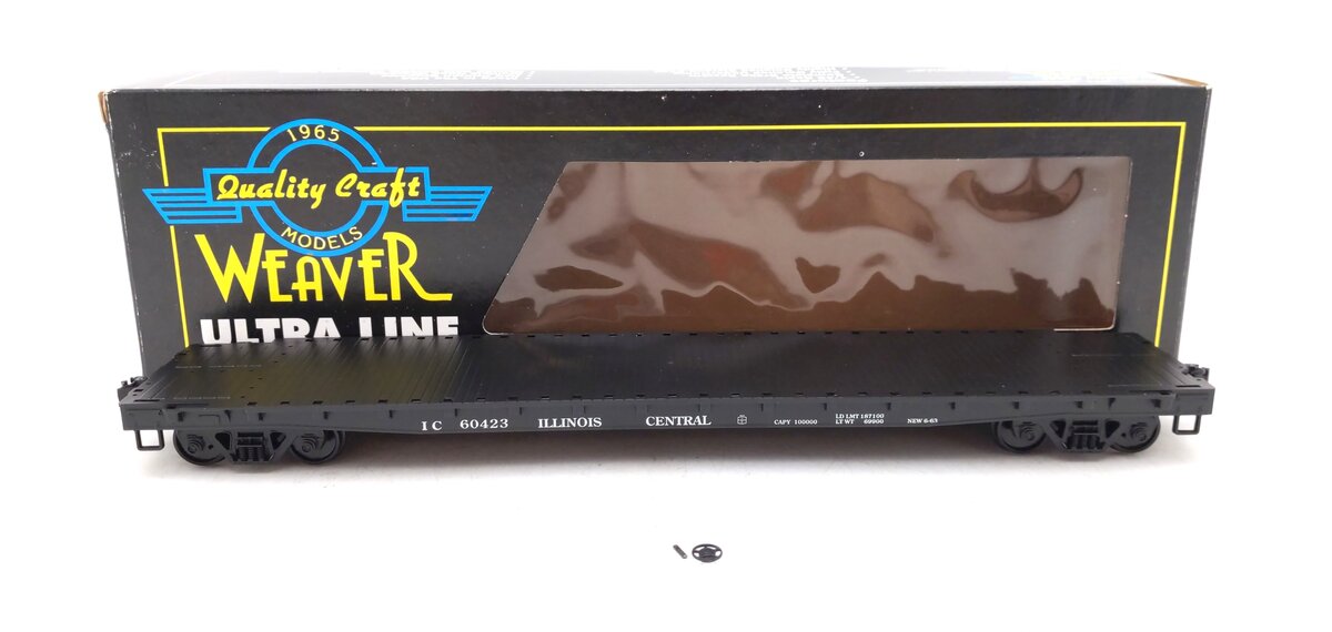 Weaver U2522S O Scale Illinois Central 50' Flatcar #60423 - 2 Rail EX/Box