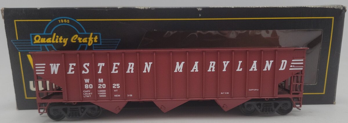 Weaver 4004 Western Maryland 3-Bay 2-Rail Hopper Car #802025 EX/Box