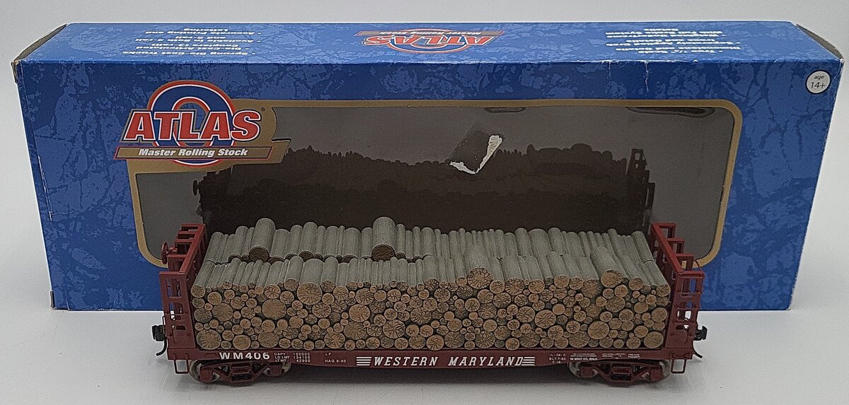 Atlas 3004405-1 O Scale Western Maryland Flat Car #406 (2-Rail) LN/Box