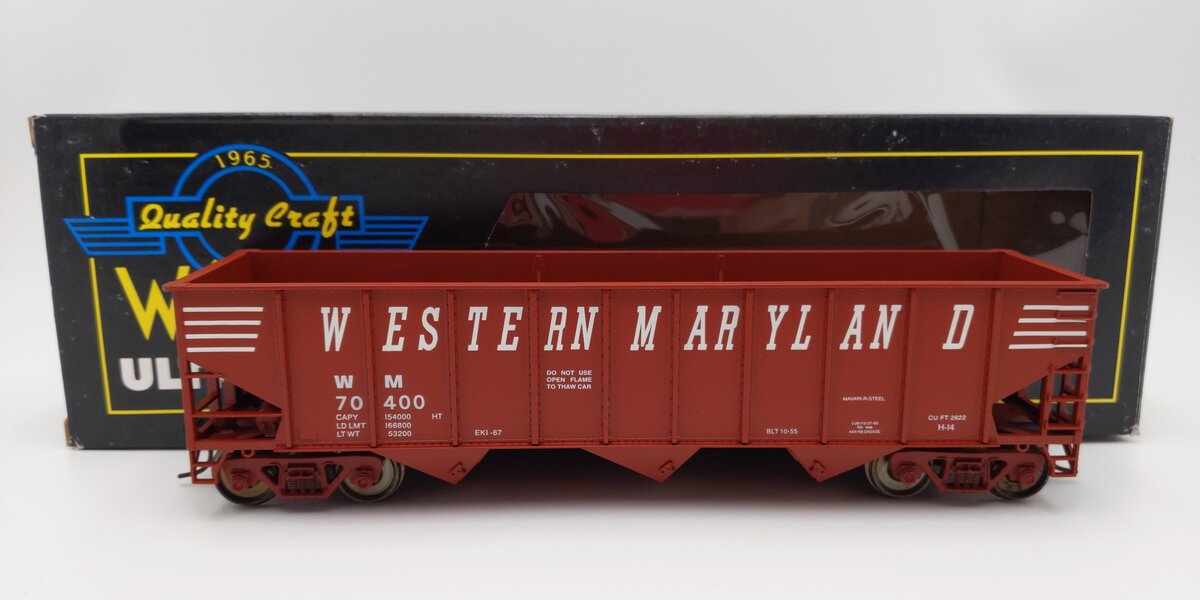 Weaver U18005SD O Scale Western Maryland 3-Bay 9 Panel Hopper #70400 (2-Rail) EX/Box