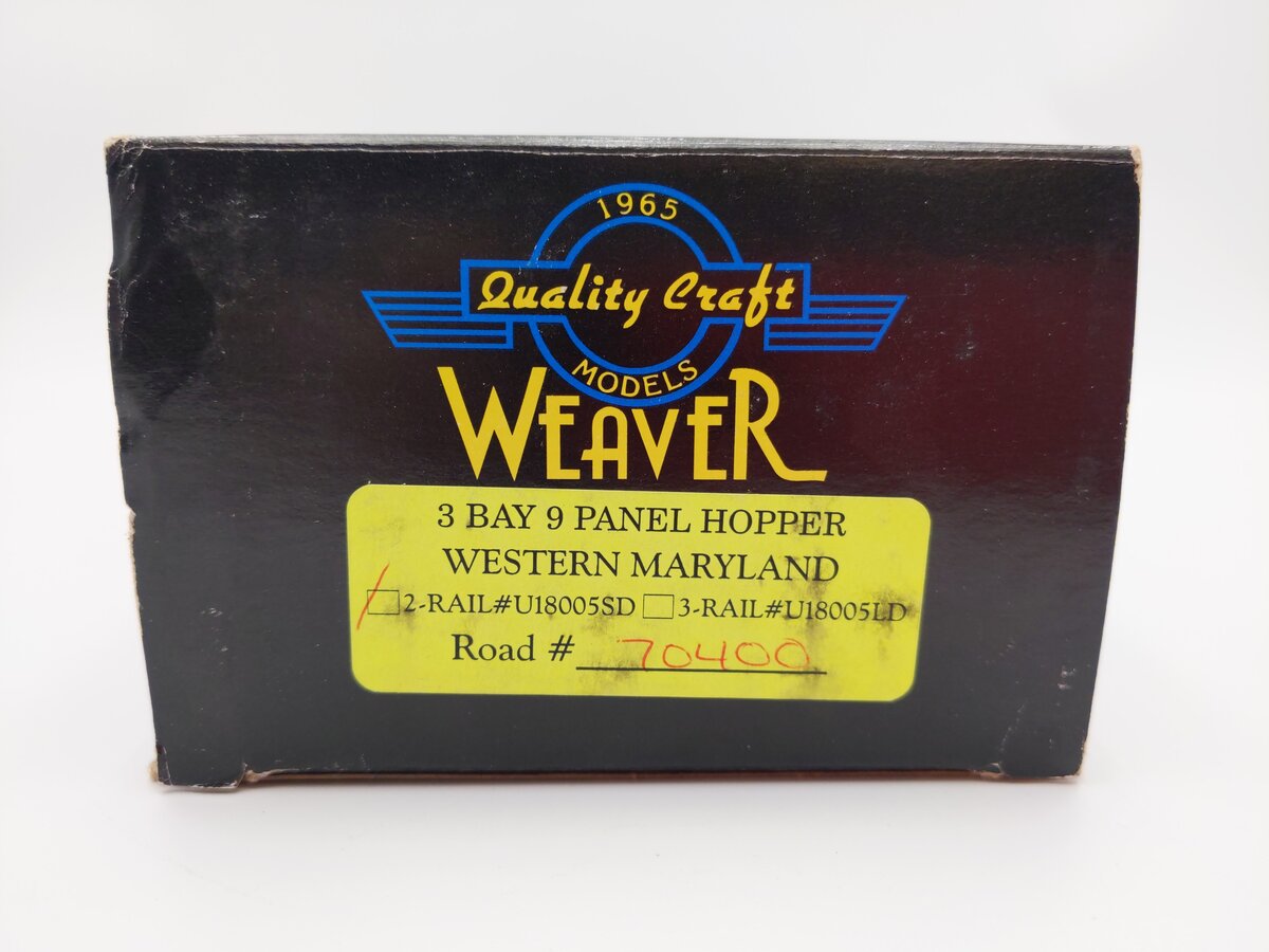 Weaver U18005SD O Scale Western Maryland 3-Bay 9 Panel Hopper #70400 (2-Rail) EX/Box