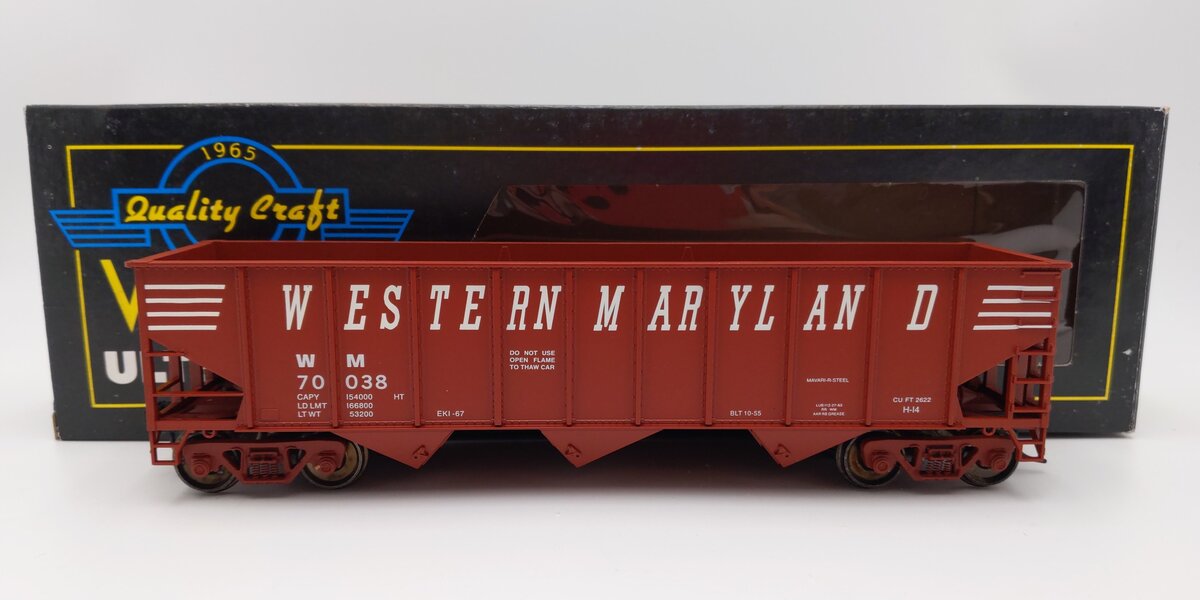 Weaver U18005SD O Scale Western Maryland 3-Bay 9 Panel Hopper #70038 (2-Rail) LN/Box