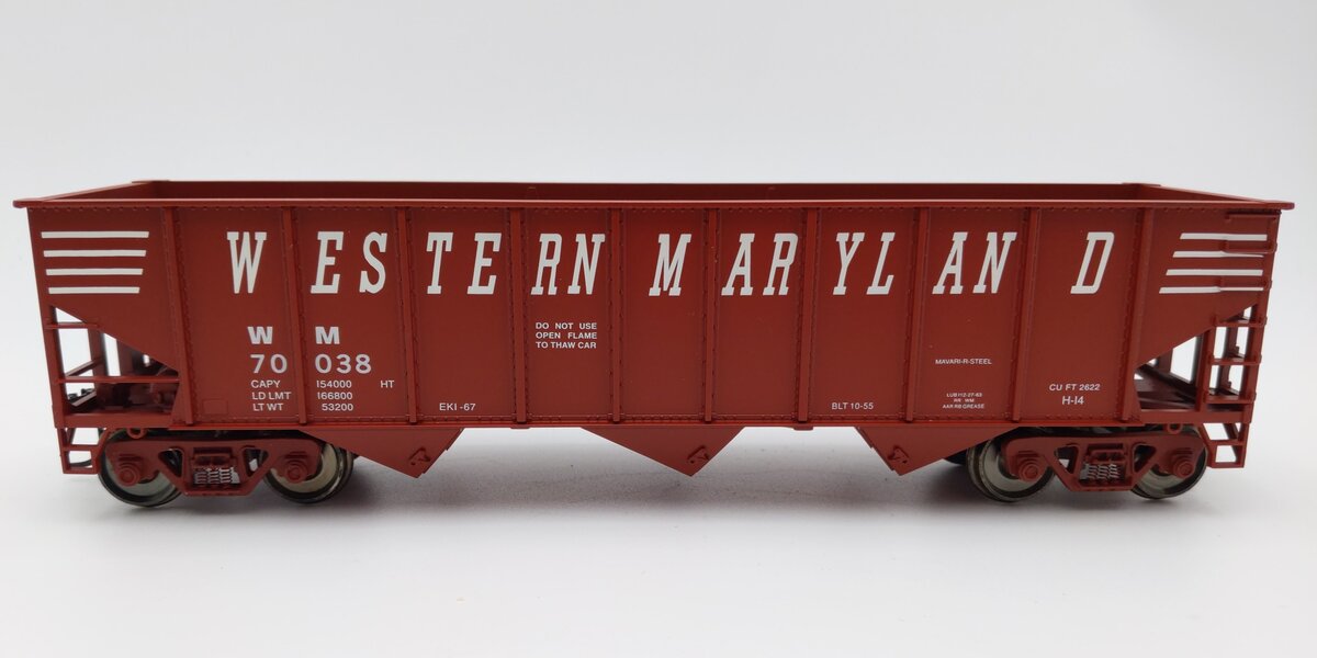 Weaver U18005SD O Scale Western Maryland 3-Bay 9 Panel Hopper #70038 (2-Rail) LN/Box