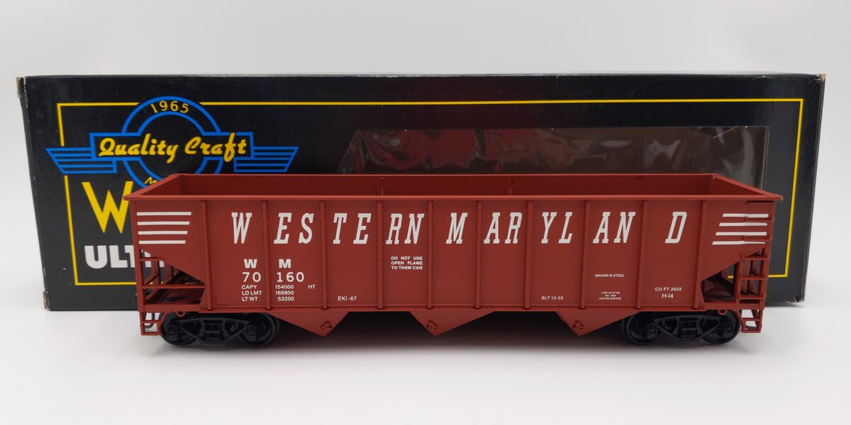 Weaver U18005LD Western Maryland 3 Bay 9 Panel Hopper #70238 (2-Rail) EX/Box
