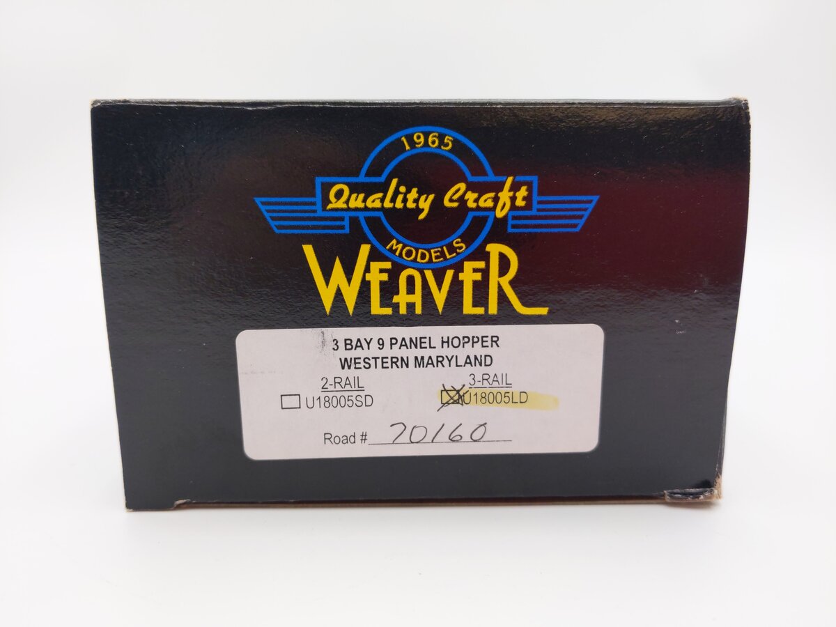 Weaver U18005LD Western Maryland 3 Bay 9 Panel Hopper #70238 (2-Rail) EX/Box