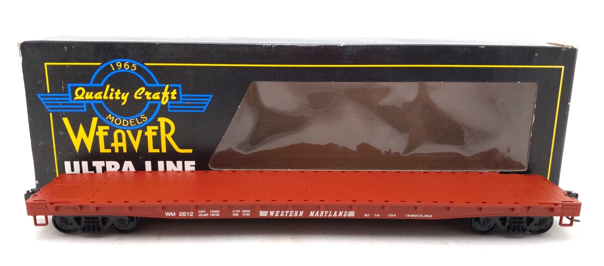 Weaver U2526S Western Maryland 50' Flat Car #2612 (2 Rail) NIB