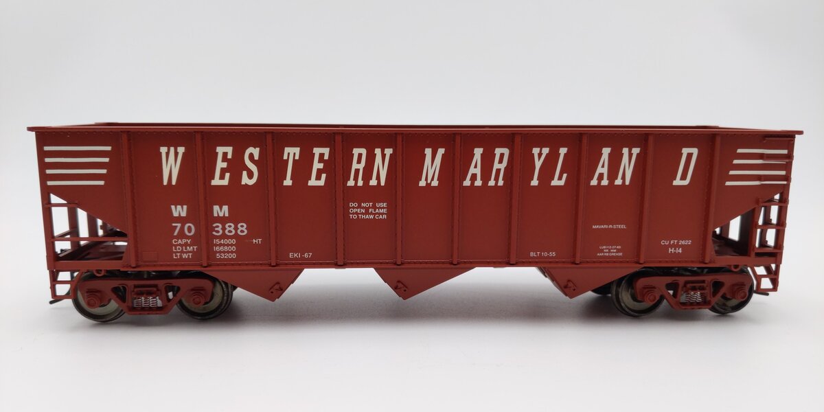 Weaver U18005SD O Scale Western Maryland 3-Bay 9 Panel Hopper #70388 (2-Rail) EX/Box