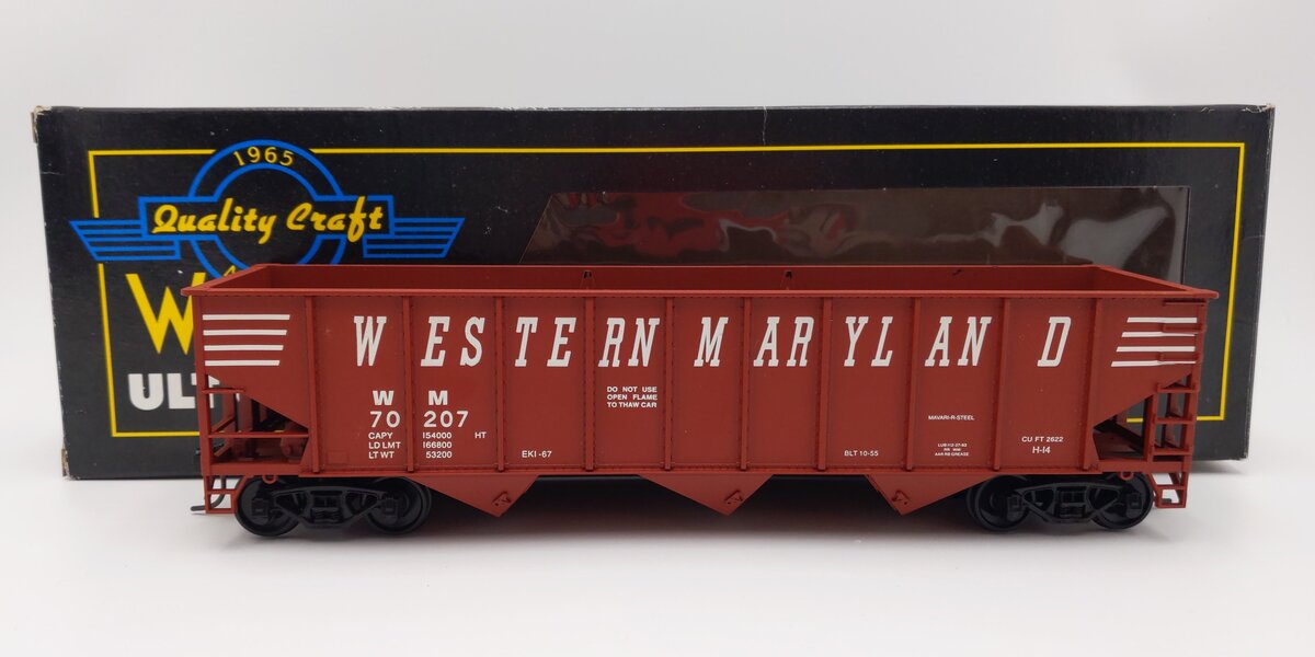 Weaver U18005LD Western Maryland 3 Bay 9 Panel Hopper #70238 (2-Rail) EX/Box