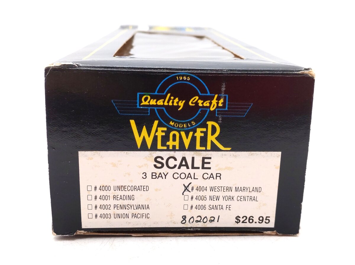 Weaver 4004 Western Maryland 3-Bay Hopper #802021 [2 Rail] LN/Box