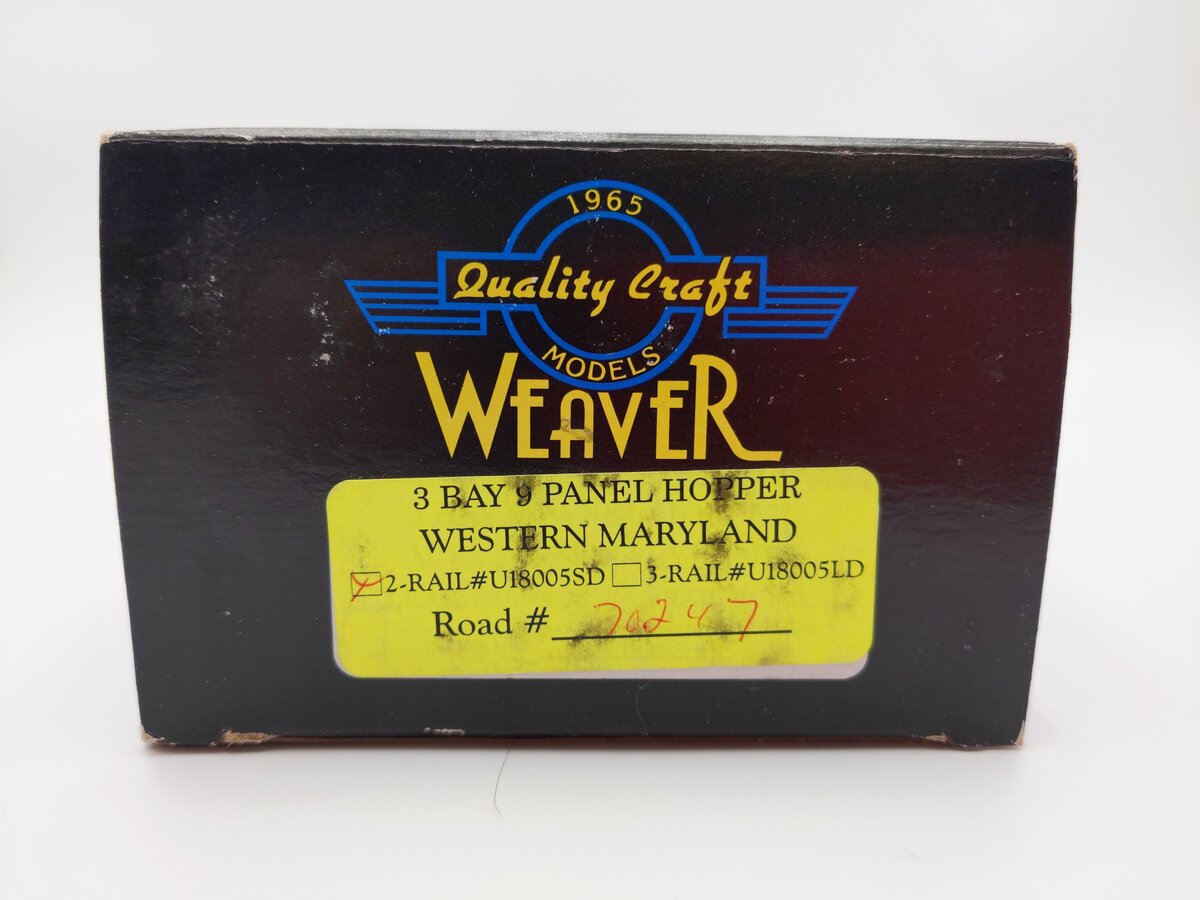Weaver U18005SD O Scale Western Maryland 3-Bay 9 Panel Hopper #70247 (2-Rail) EX/Box