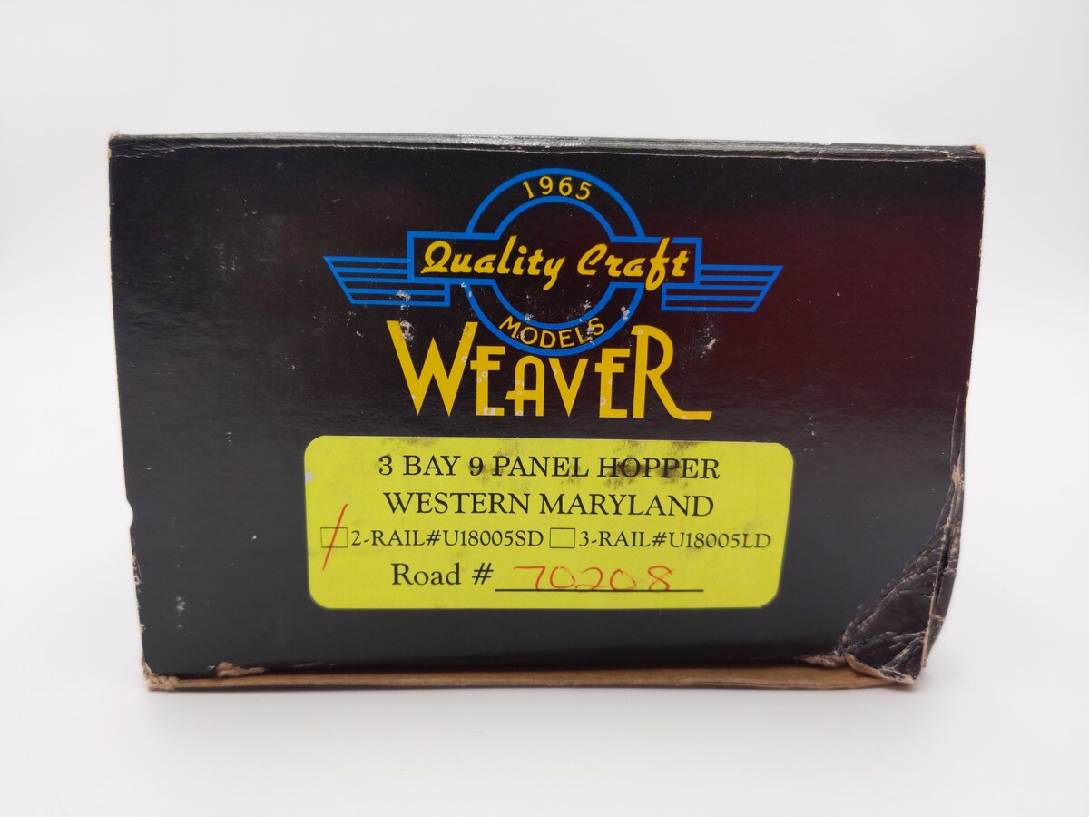 Weaver U18005SD O Scale Western Maryland 3-Bay 9 Panel Hopper #70208 (2-Rail) LN/Box
