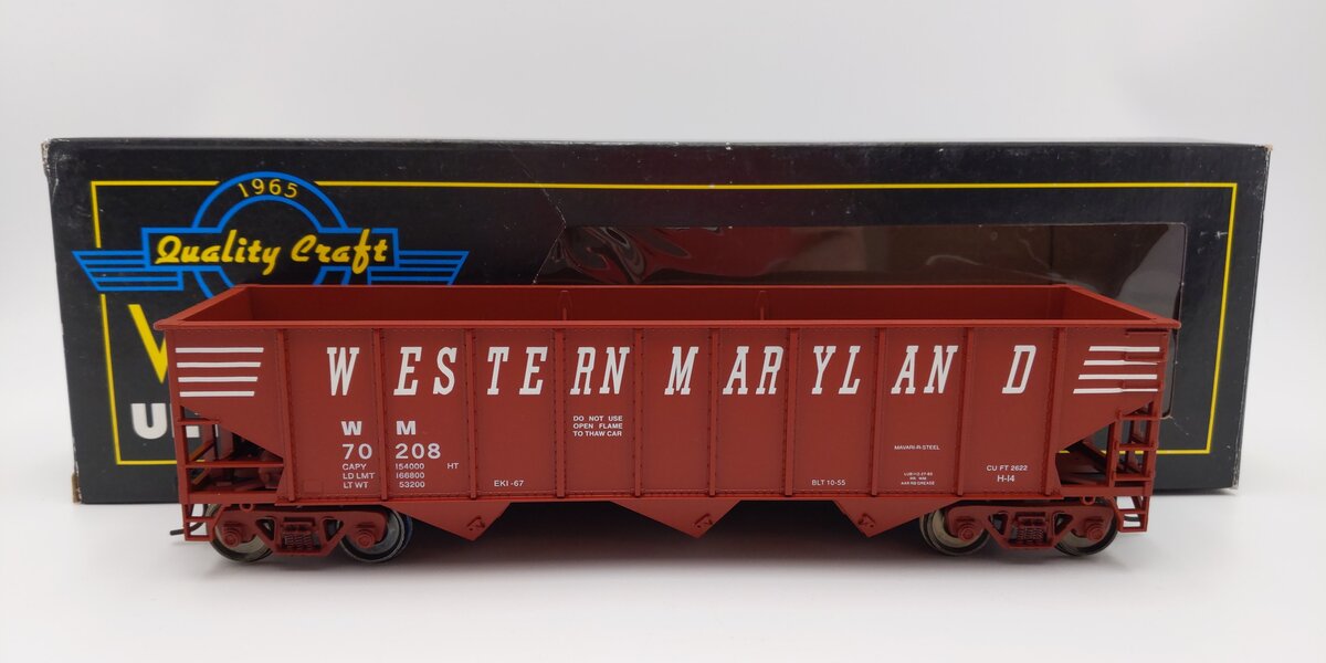 Weaver U18005SD O Scale Western Maryland 3-Bay 9 Panel Hopper #70208 (2-Rail) LN/Box