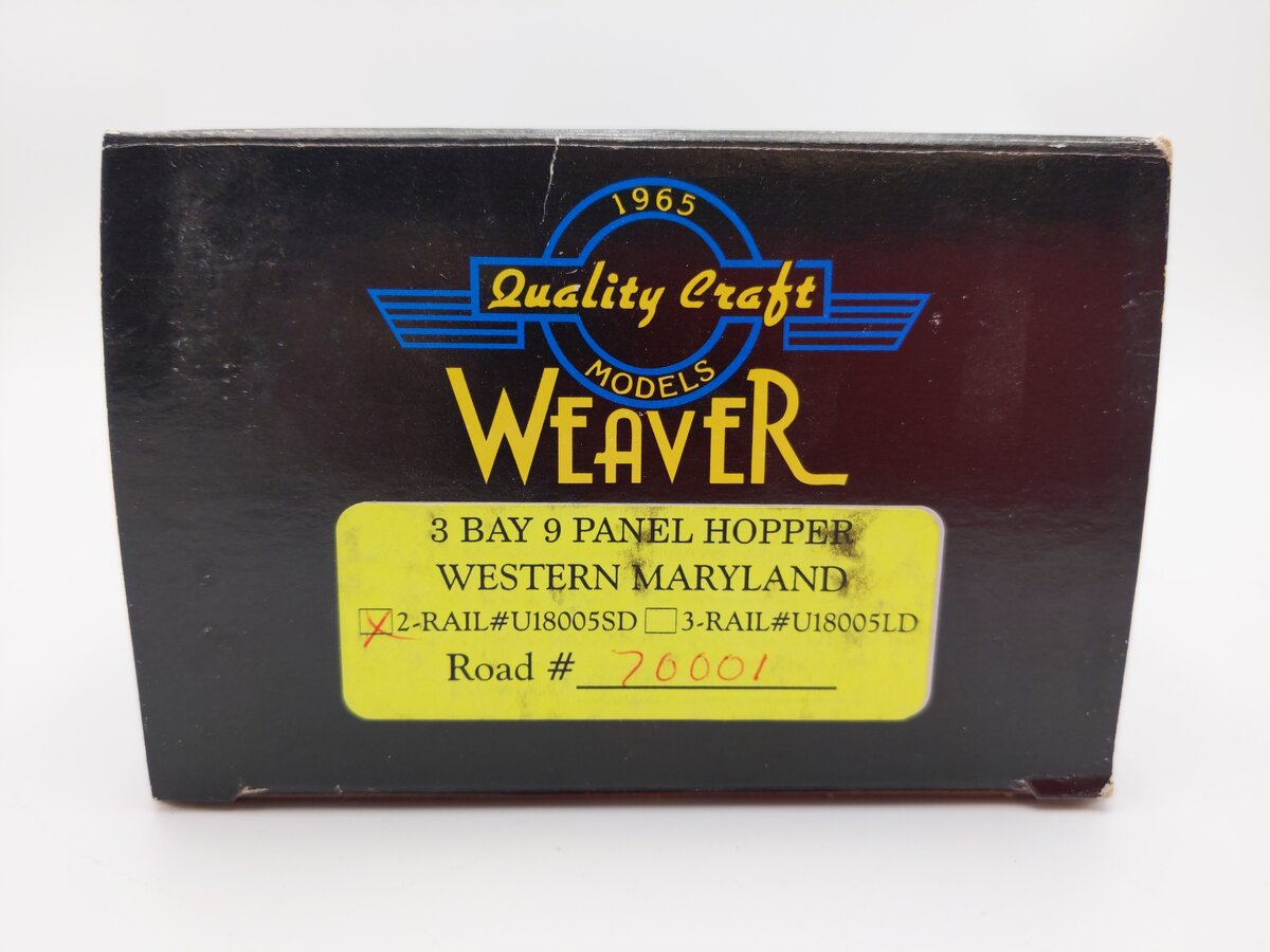 Weaver U18005SD O Scale Western Maryland 3-Bay 9 Panel Hopper #70001 (2-Rail) EX/Box