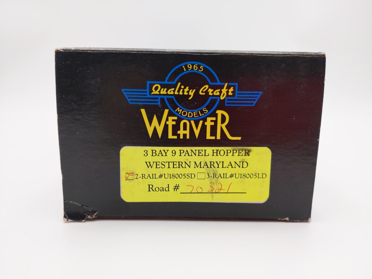 Weaver U18005SD O Scale Western Maryland 3-Bay 9 Panel Hopper (2-Rail) EX/Box