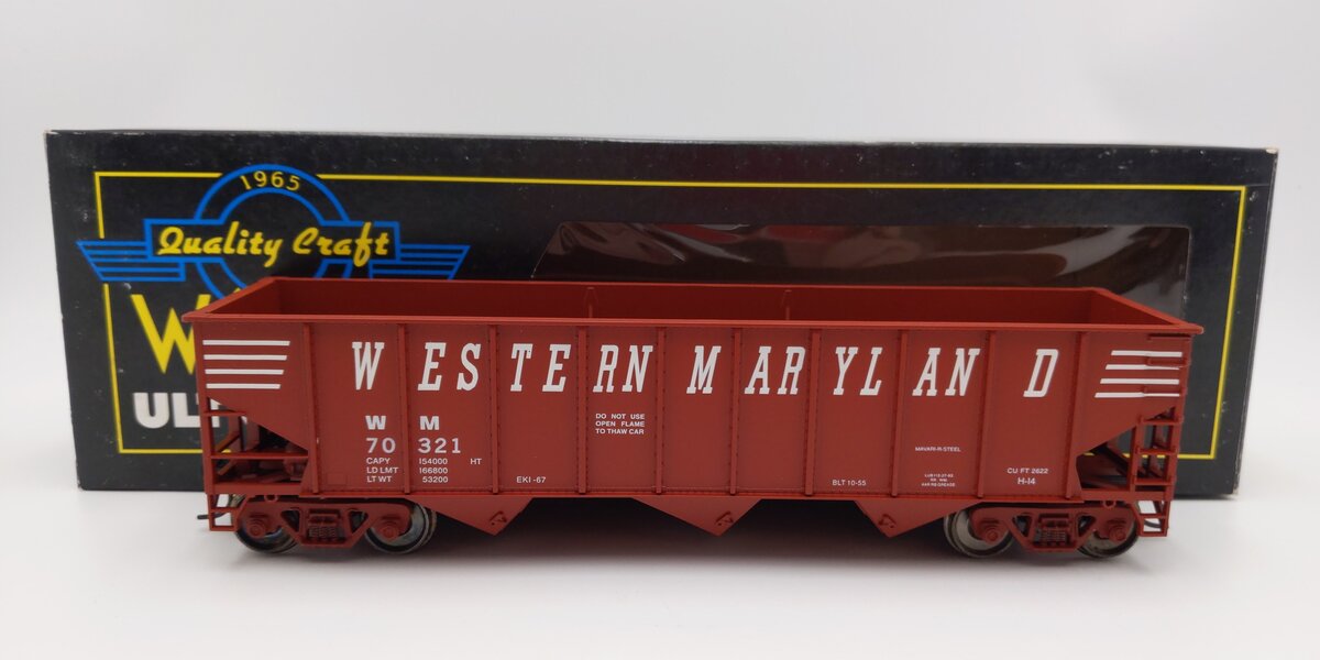 Weaver U18005SD O Scale Western Maryland 3-Bay 9 Panel Hopper (2-Rail) EX/Box