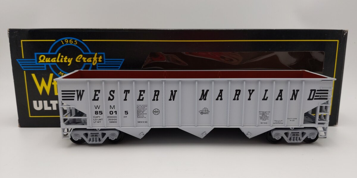 Weaver O Scale Western Maryland 3 Bay Ribbed Hopper #85015 (2-Rail) EX/Box