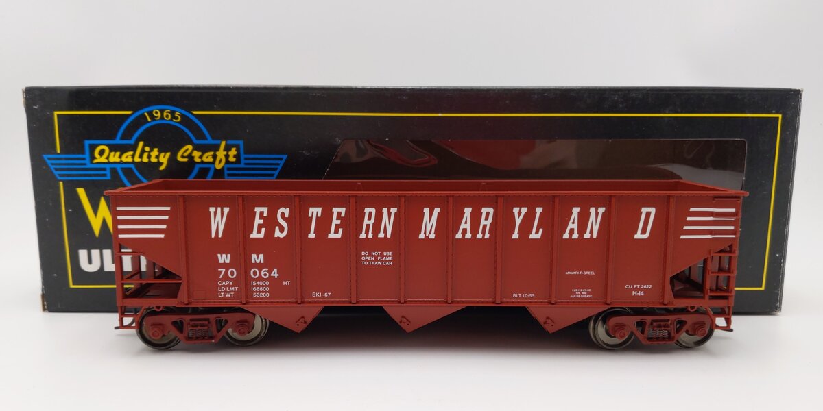 Weaver U18005SD O Scale Western Maryland 3-Bay 9 Panel Hopper #70064 (2-Rail) EX/Box