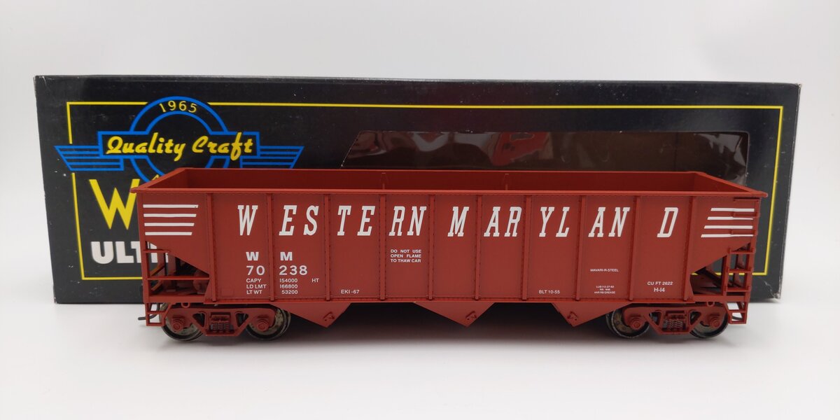 Weaver U18005SD O Scale Western Maryland 3-Bay 9 Panel Hopper #70238 (2-Rail) EX/Box