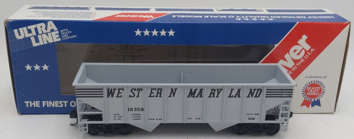 Weaver 2106 O Western Maryland 36' RibbedSide Hopper #16359 (2-Rail) EX/Box