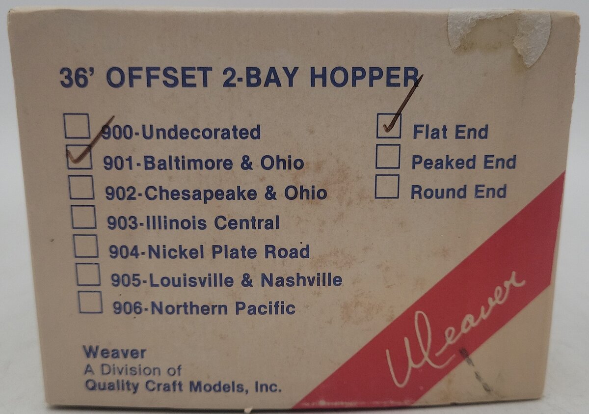 Weaver 901 O Scale Baltimore & Ohio Two Bay Hopper Car #235842 (2-Rail) EX/Box