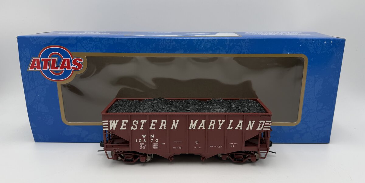 Atlas 7757-1 O Western Maryland 55 Ton Fishbelly Hooper Car #10870 (2 Rail) LN/Box