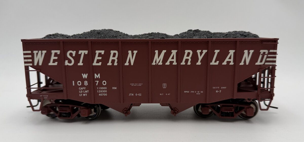 Atlas 7757-1 O Western Maryland 55 Ton Fishbelly Hooper Car #10870 (2 Rail) LN/Box