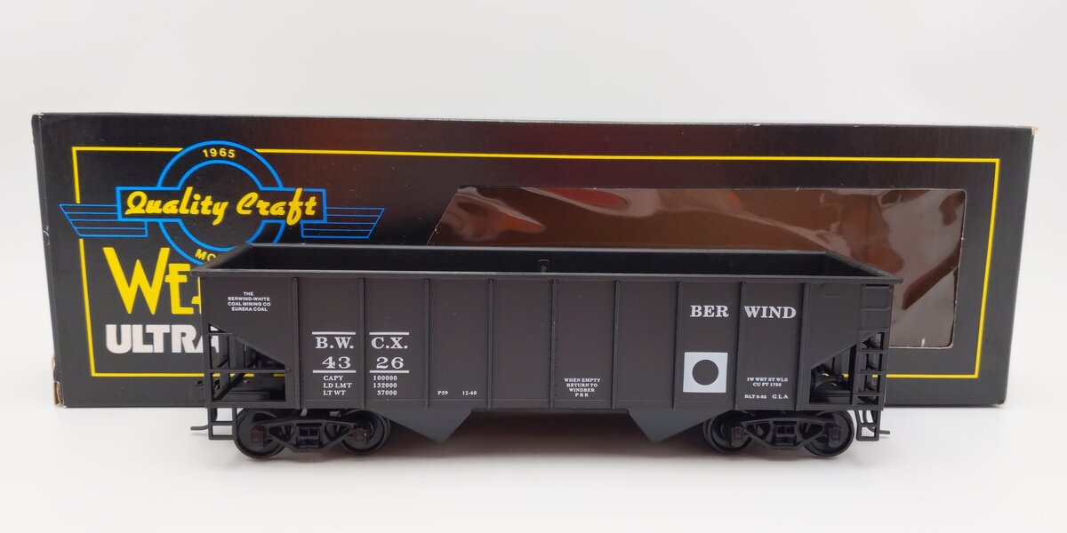 Weaver U1026 O Scale Berwind 2-Bay Ribbed Coal Car #4326 (2-Rail) EX/Box
